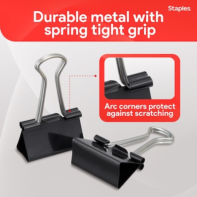 Staples® Medium Binder Clips, Medium, Black, 144/Pack (ST32003/32003)
