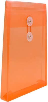 JAM Paper Premium Plastic Filing Envelope with Button & String Closure, Bright Orange, 3/Pack (472B1ORX3)
