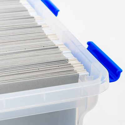 Iris 32 Quart File Boxes with Lid, Plastic, Clear, 3/Pack (500143)