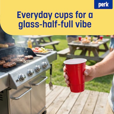Perk™ Plastic Cold Cup, 16 Oz., Red, 50/Pack (PK54359)