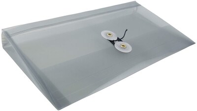 JAM Paper Premium Plastic Filing Envelope with Button & String Closure, 5 1/4 x 10, Gray, 3/Pack (921B1SMX3)