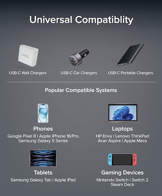 Plugable 6.5 ft. USB-C to USB-C Charging Cable, Male to Male, Black (USBC-CC2M)