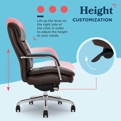 La-Z-Boy Sonata Ergonomic Bonded Leather Swivel Executive Chair, Dark Brown and Chrome (CCHR10014E)