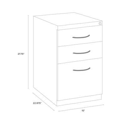 3-Drawer File Cabinet with Wheels and Arch Handles, Black, 23" Deep (21115)