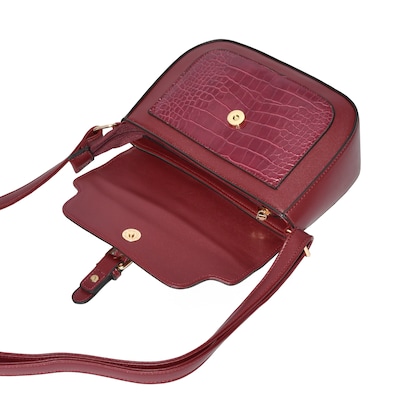 Nicci Cross-Body Bag with Buckle, Burgundy (CBM2304450-BRG)