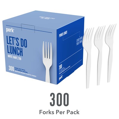 Perk™ Polystyrene Fork, Medium-Weight, White, 300/Pack (PK56401)