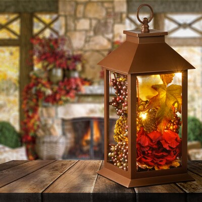 National Tree Company 12 Autumn Décor-Filled Lantern with LED Lights (RAH-17C042A-1)