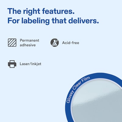 Avery Square Laser/Inkjet Multipurpose Labels, 2 x 2, Clear, 20 Labels/Sheet, 50 Sheets/Pack (19479311177)