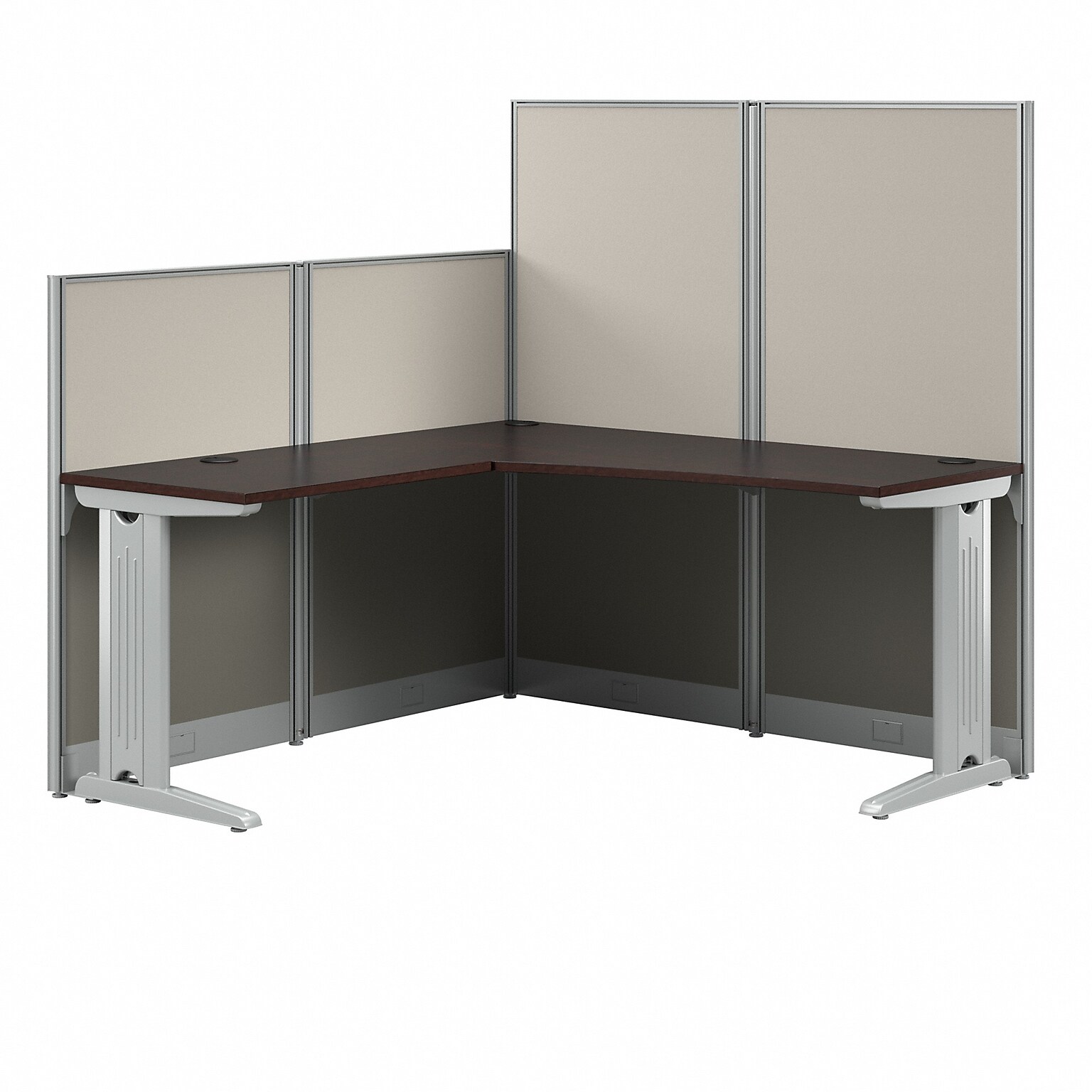 Bush Business Furniture Office in an Hour 63H x 65W L-Shaped Cubicle Workstation, Mocha Cherry (WC36894-03K)