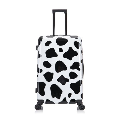 InUSA Prints 30.76" Hardside Suitcase, 4-Wheeled Spinner, TSA Checkpoint Friendly, Cow Animal Print (IUAPC00L-COW)