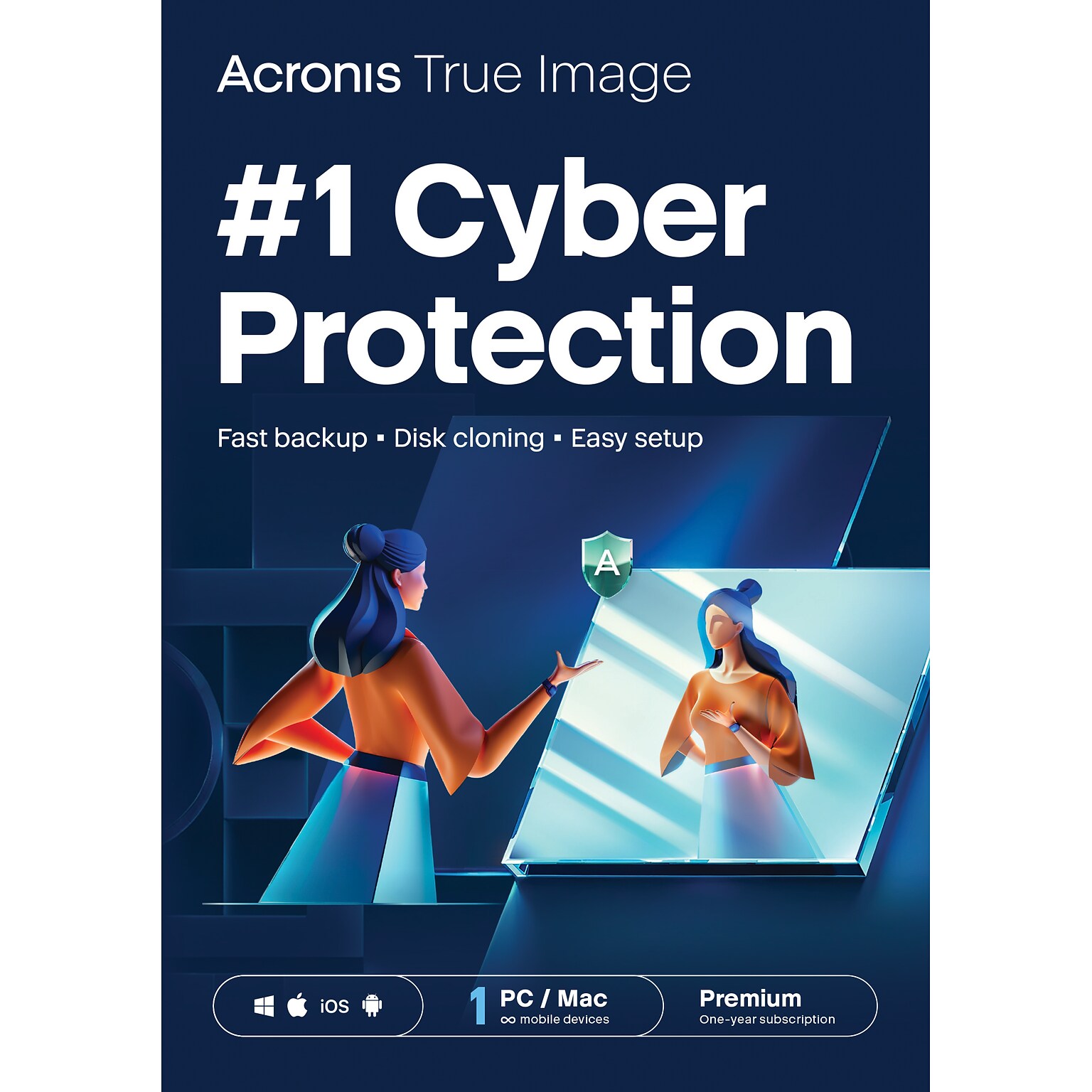 Acronis True Image Premium with 1TB Cloud Storage for 1 User, 1 Year Subscription, Windows/Mac/Android/iOS, Download (HOPASHLOS)