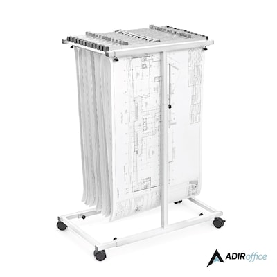 AdirOffice Steel Mobile Vertical Large File Storage Plan Center For Blueprints, White (614-WHI)