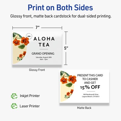 Avery Integrated Cards, 5" x 7", Glossy White, 100/Box (95348)