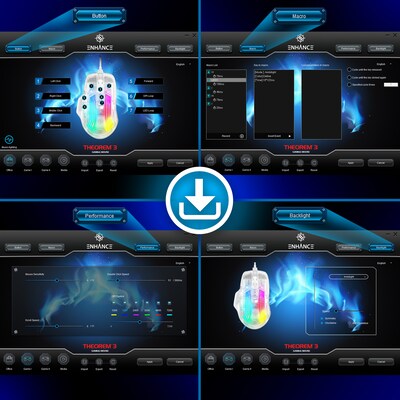 Enhance Theorem 3 Ergonomic Ambidextrous Optical USB Gaming Mouse, Clear (ENTHMS3100WTWS)
