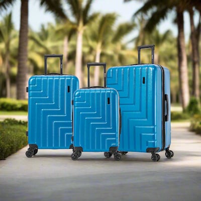 DUKAP Zahav 3-Piece Hardside Spinner Luggage Set, TSA Checkpoint Friendly, Teal (DKZAHSML-TEA)