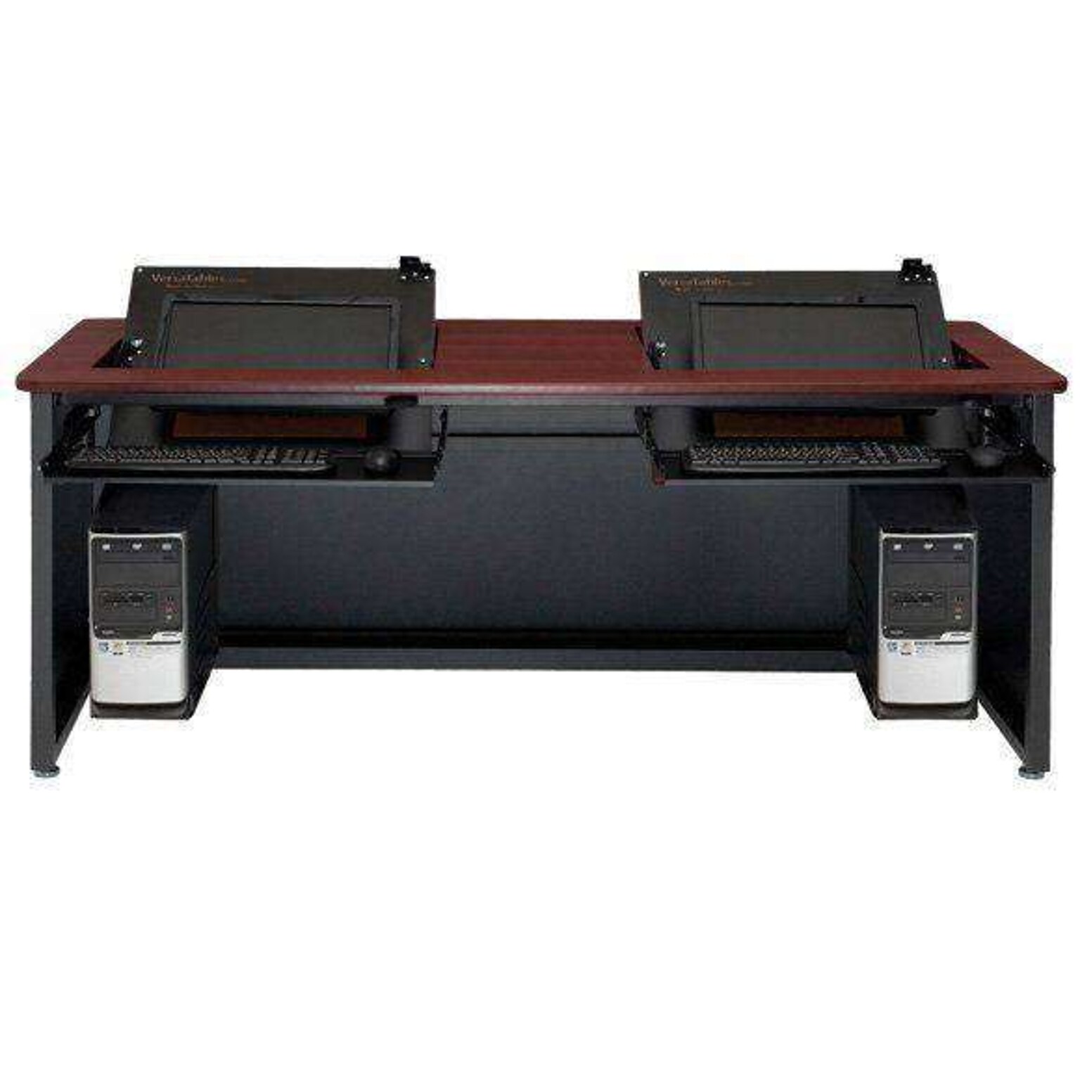 VersaDesk Enclosed Revolution 72W Computer Desk, Cherry/Black (RSD7230-BC)