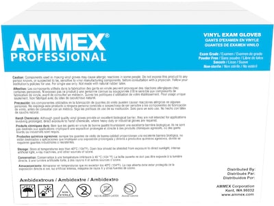 Ammex Professional VPF Powder Free Vinyl Exam Gloves, Latex-Free, Clear, Small, 100/Box (VPF62100)