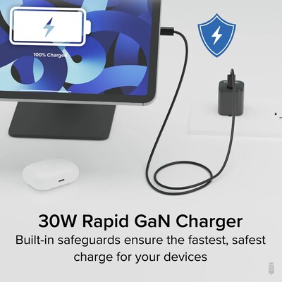 Plugable 30W GaN USB C Charger Block, Black (PS-30C1B)