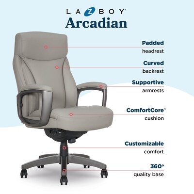 La-Z-Boy Arcadian Ergonomic Bonded Leather Swivel Executive Chair, Beige (60008-BGE)