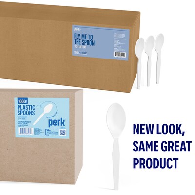 Perk™ Polystyrene Spoon, Medium-Weight, White, 1000/Pack (PK56396)