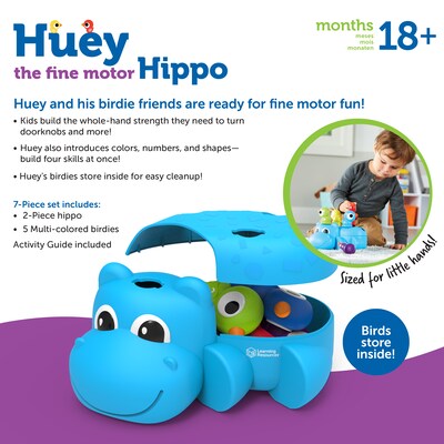 Learning Resources Huey The Fine Motor Hippo, Assorted Colors (LER9108)