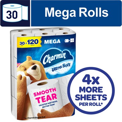 Charmin Ultra Soft Megs Toilet Paper, 2-Ply, White, 208 Sheets/Roll, 30 Rolls/Case (88029)