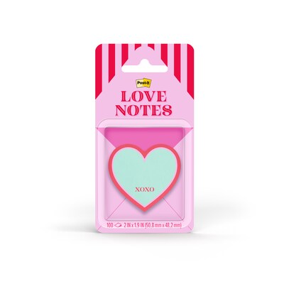 Post-it Notes, 2 x 2 Heart, Love Notes Collection, 100 Sheet/Pad (SVAL26-HN-8)