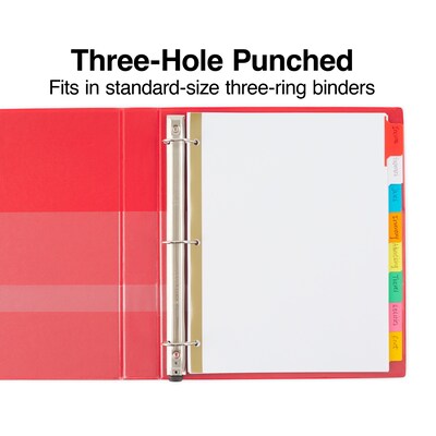 Staples Big Tab Write-On & Erase Dividers, 8-Tab, Assorted Colors, 4 Sets, Reusable Binder Dividers