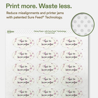 Avery Hemp Oval Scalloped Laser/Inkjet Multipurpose Labels, 1-1/8" x 2.25", Off-White (1680/Box)