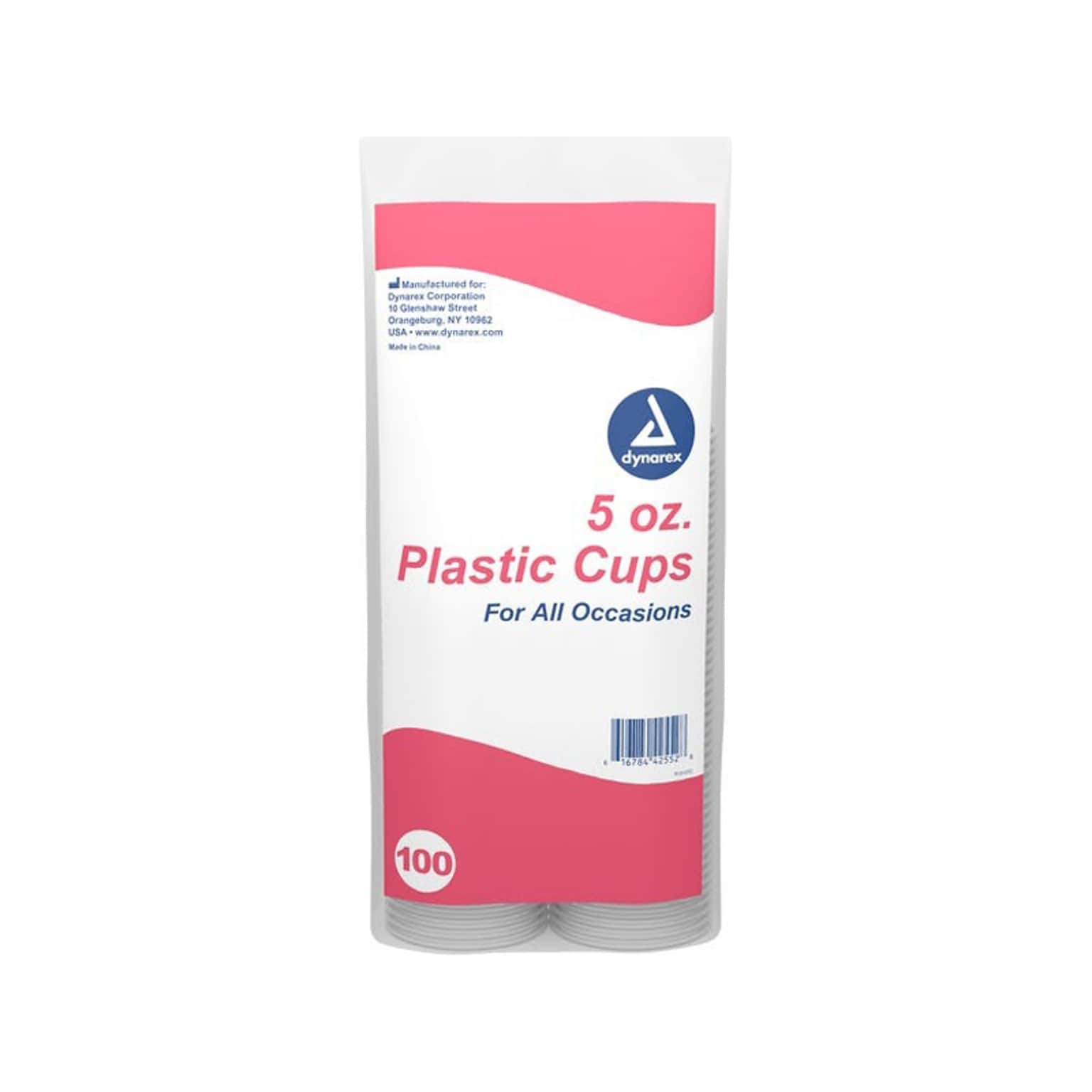 Dynarex 5 oz. Plastic Disposable Cup, Clear, 100/Pack, 25 Packs/Carton (4255)
