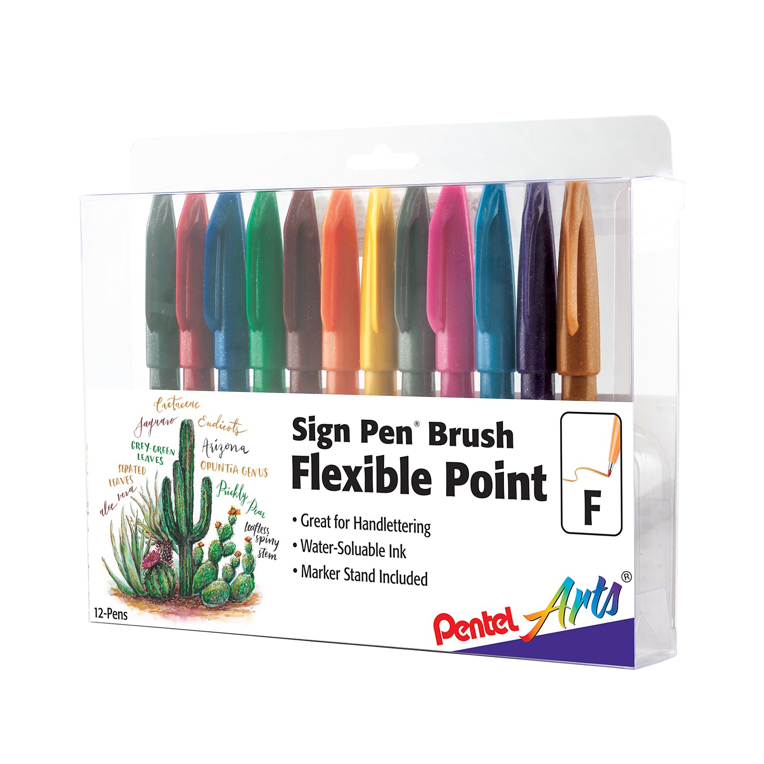 Pentel Arts Sign Pen, Assorted Colors, 12/Pack (PTASES15CPC12)