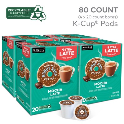 The Original Donut Shop One-Step Mocha Latte Coffee, Keurig K-Cup Pod, Dark Roast, 20/Box, 4 Boxes/Carton (381793CT)