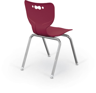 MooreCo 18" Hierarchy Student Chair with 4 Legs, Maroon/Chrome Base (703673561358)