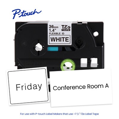 Brother P-touch Flexible ID Laminated Label Tape, 1-1/2" x 26.2', Black on White (TZeFX261)