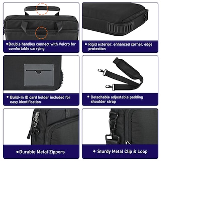 TechProtectus Nylon Water Resistant Messenger Bag, Black (RTP-BK-BC15 )