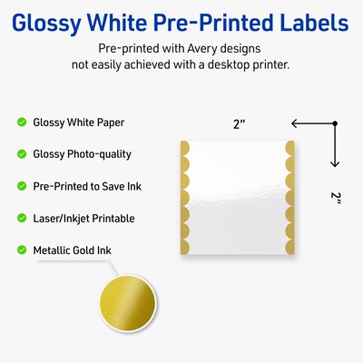 Avery Laser/Inkjet Square Multipurpose Labels, 2 x 2, White, 120/Pack (S00-DK1)