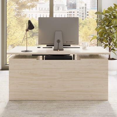 Bush Business Furniture Stratus 60"W Electric Rectangular Adjustable Standing Desk with Modesty Panel, Natural Elm (SUT003NE)