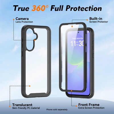 SaharaCase Raider Series Phone Case for Samsung Galaxy A37, Shock Absorbing, Clear/Black (CP01106)