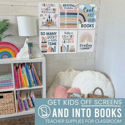 Hadley Designs 11" x 14" Boho Reading Posters For Classroom Library Decor, 6/Set (HDDX004A2EQN7)