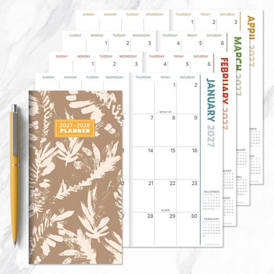 2027 TF Publishing Wheat & Grass 3.5" x 6.5"  Monthly Standard Planner, Paperboard Cover, Multicolored (27-7012)