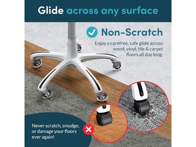 Lifelong Wheels Chair Caster, Clear/Silver, 5/Set (B0B27MGVGP)