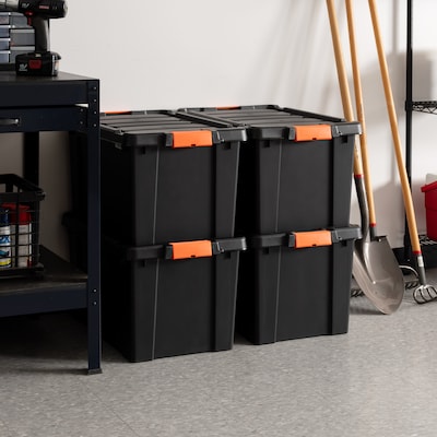 Iris 78 Quart Heavy Duty Store-It-All Plastic Latching Storage Tote,  Black (500216)