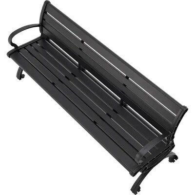 Global Industrial 6' Aluminum Park Bench w/ Backrest, Black (436978BK)