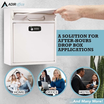 AdirOffice Medium Wall Mounted Mailbox Drop Box, White (631-05-WHI-KC)
