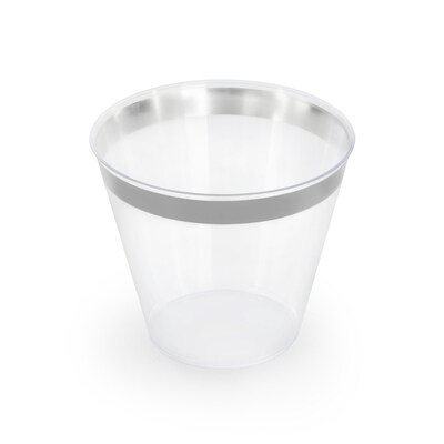 Round Elama Plastic Dinnerware Set, White/Silver, 150 Piece (935124339M)