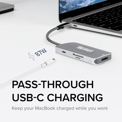 Plugable USB C Hub Multiport Adapter, 7-in-1 Hub, 87W Charging (USBC-7IN1)