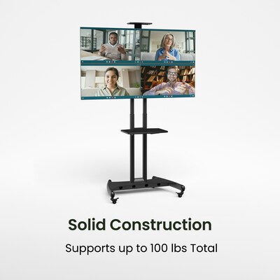Kanto MTM70PL Height Adjustable Rolling TV Stand for 40" - 70" TVs and Interactive Displays, Black