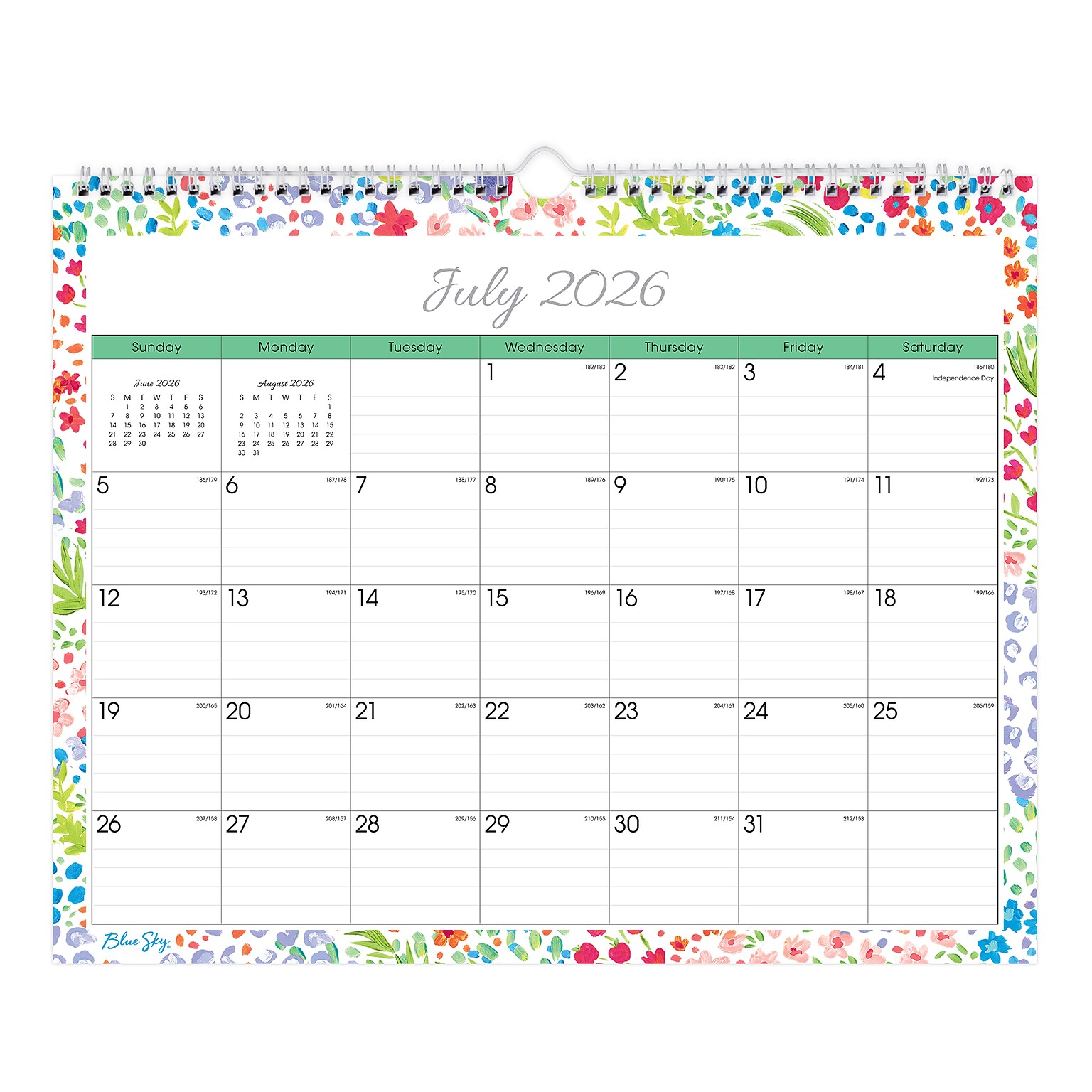 2026-2027 Blue Sky Wirebound Ditsy Dapple Light 12 x 15 Academic Monthly Wall Calendar, Assorted Colors (148669-A27)