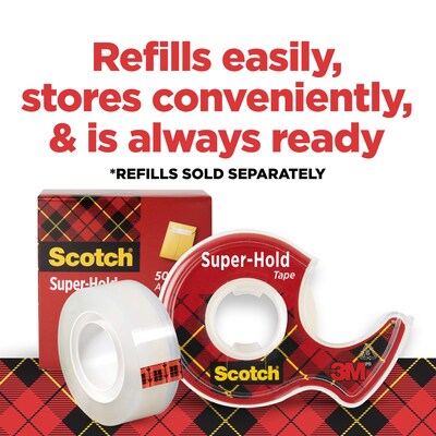 Scotch Super-Hold Transparent Clear Tape Refill, 0.75" x 27.77 yds., 1" Core, Clear, 10 Rolls/Pack (700K10C18BLK)