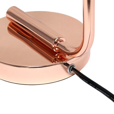 Creekwood Home Vintage Vantage 18.8" Minimalist Industrial Curved Arm Desk Lamp w/ Clear Glass Shade, Rose Gold (CWD-1015-RG)